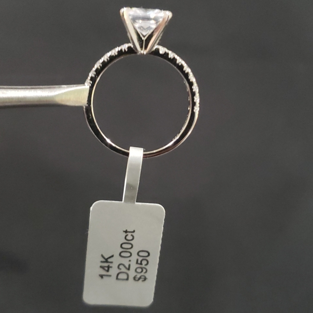 $950  2CT Princess Simulated Cut 14k White Gold Solitaire - Picture 5 of 7